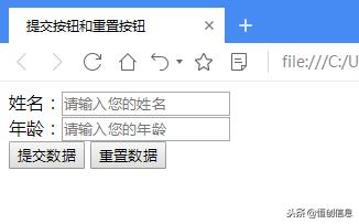 一下表单剩下的常用控件：提交按钮以及重置按钮