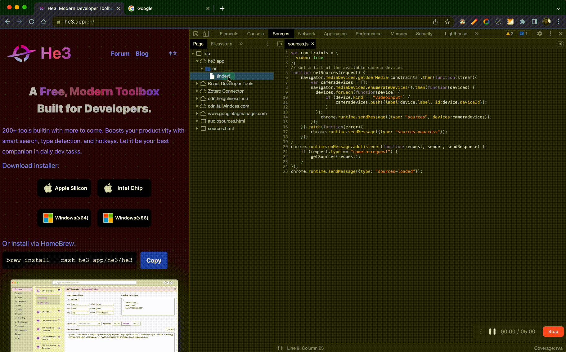 ChromeDevTools中的网络面板（Network）功能，方便你查看