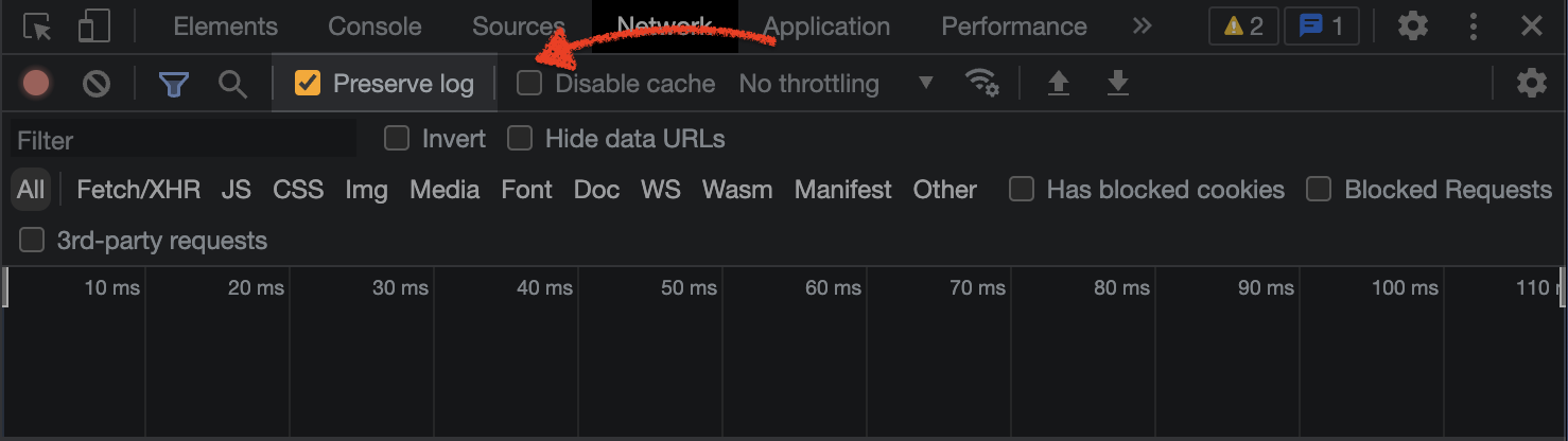 ChromeDevTools中的网络面板（Network）功能，方便你查看