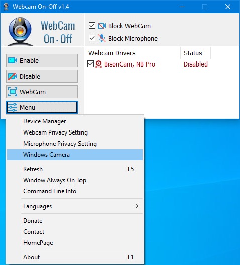Webcam On-Off v1.4 | 一键关闭或禁用电脑摄像头
