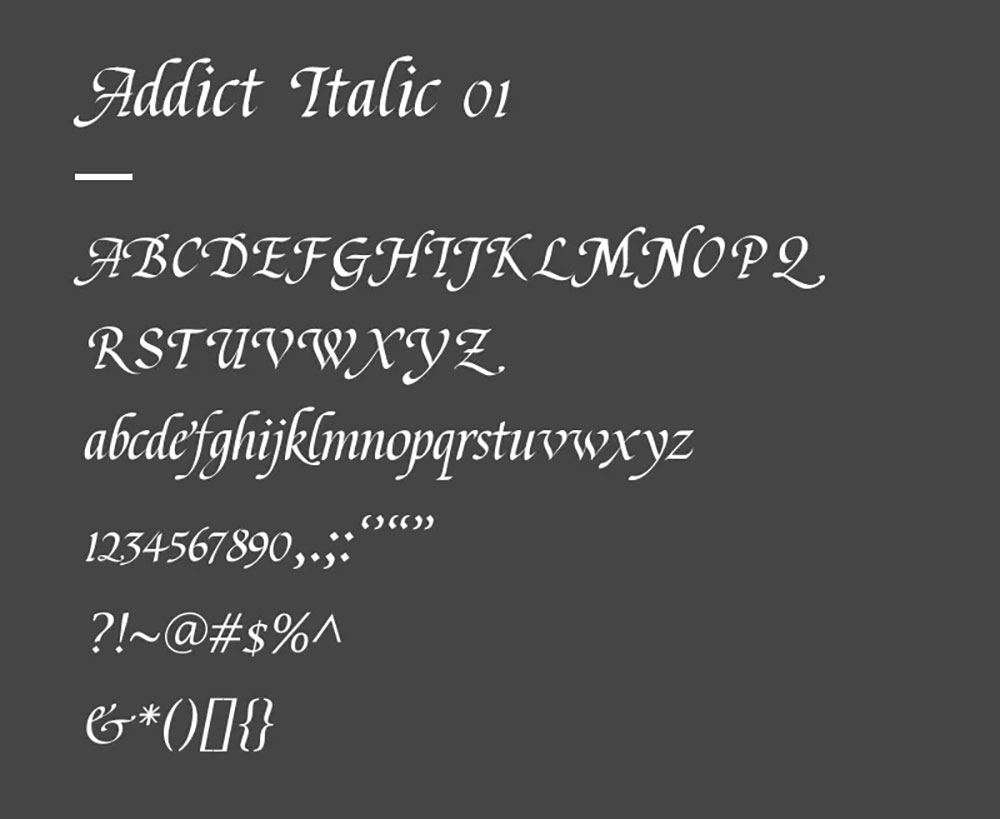 站酷意大利体 ZCOOL Addict Italic | 站酷冠名首款西文字库