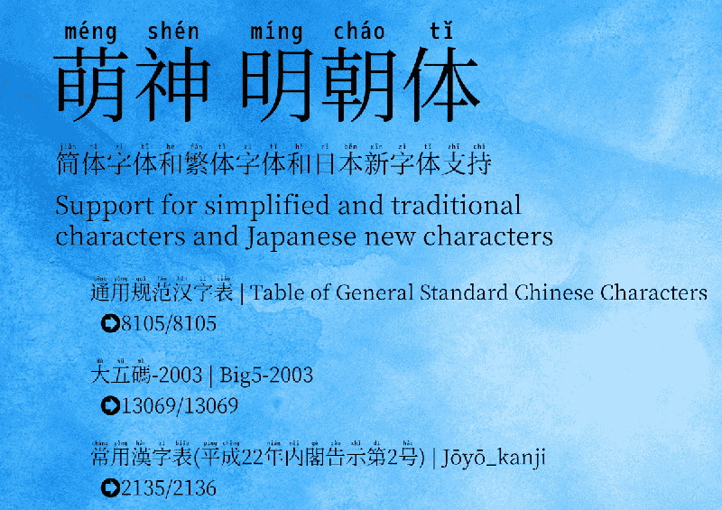 萌神拼音体 | 一款用于学习中国汉字的拼音字体