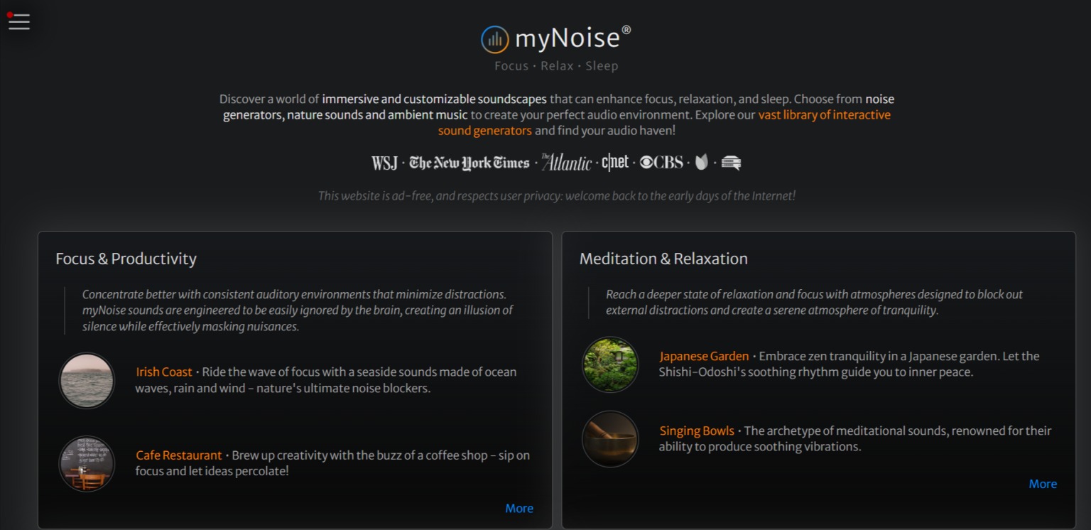 myNoise® | 舒适的环境噪声网站