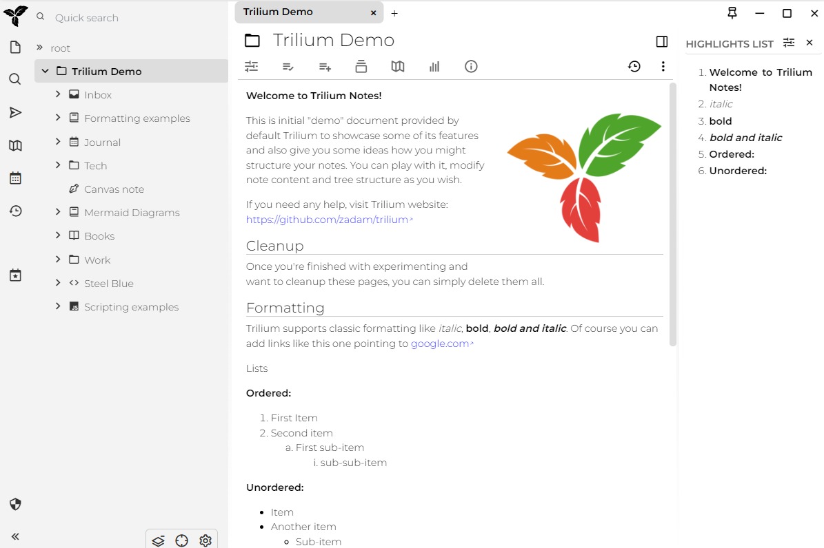 Trilium v0.95.0绿色版| 开源笔记