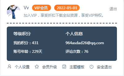 typecho会员中心的头部导航菜单